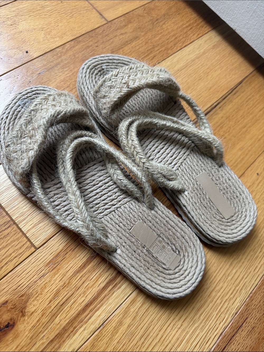 Woven Straw Slide Sandals in Natural